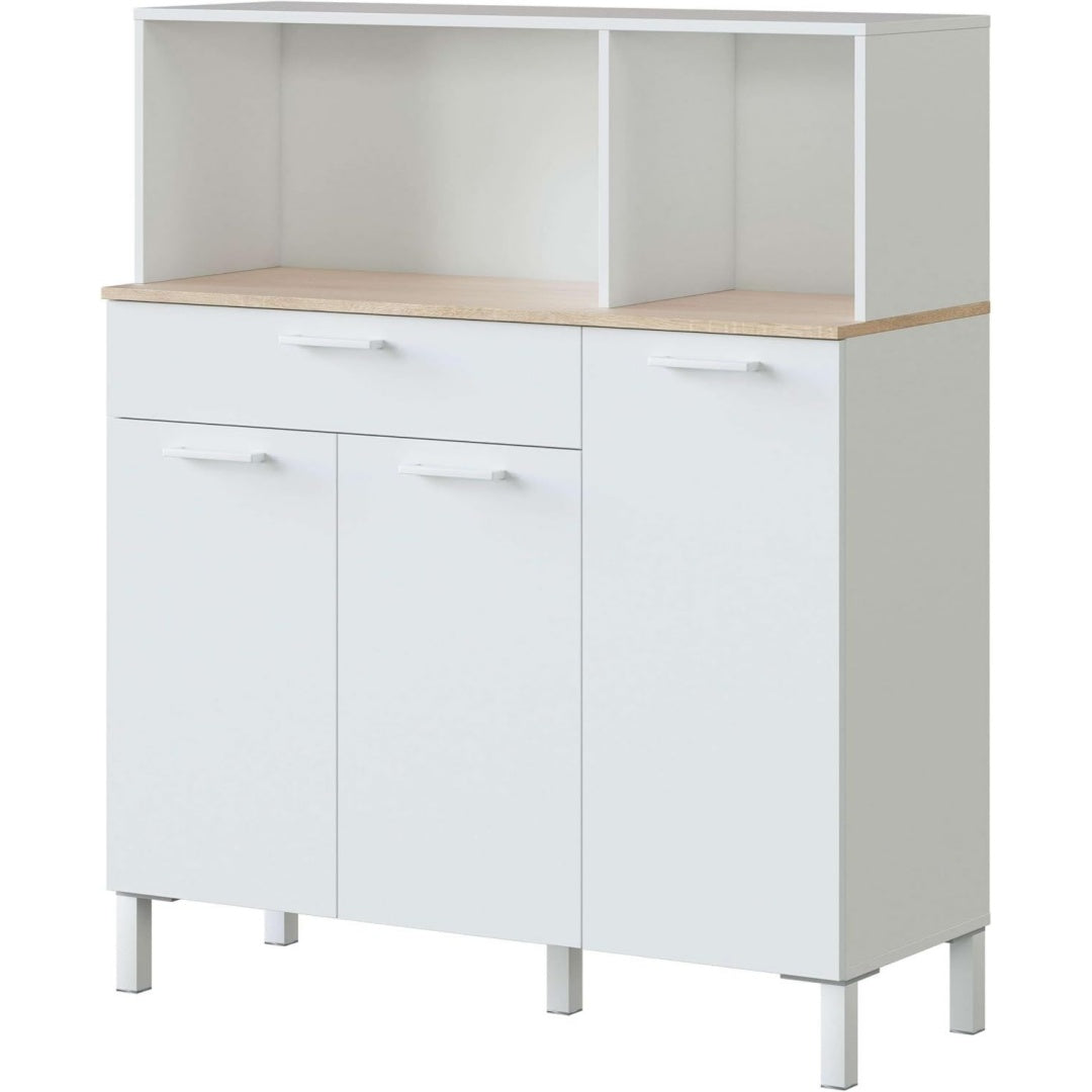Buffet en chene, trois portes finition gris clair