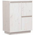 Buffet finition gris clair en bois massif