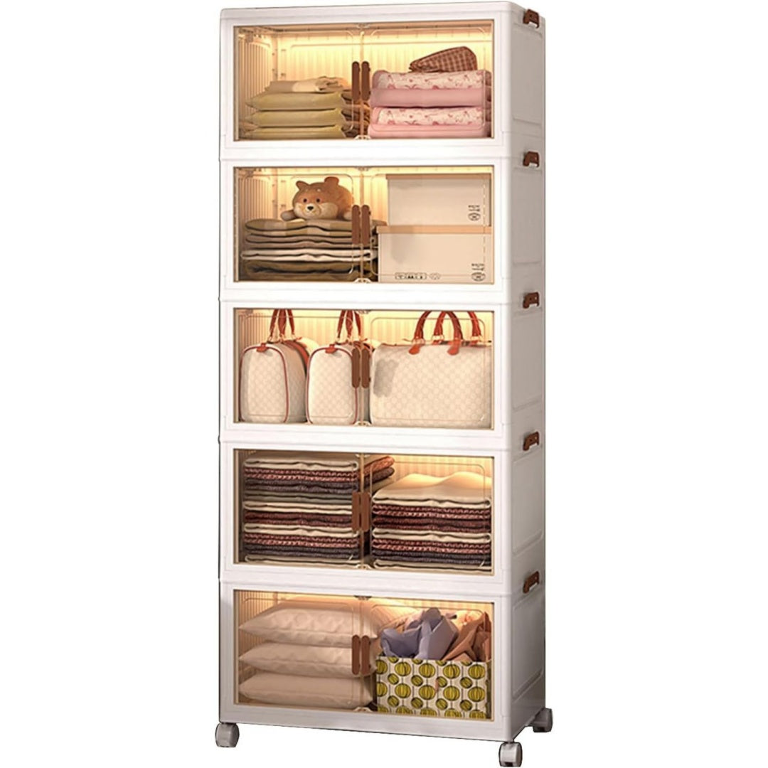 Boite de rangement beige en plastique, style contemporain, rangement spacieux