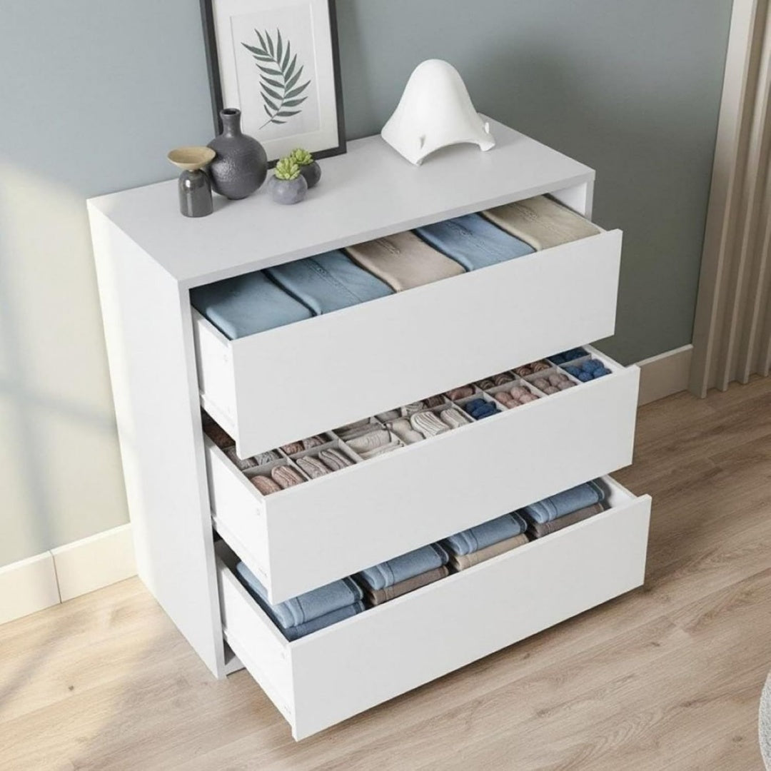 Commode gris clair 3 tiroirs moderne
