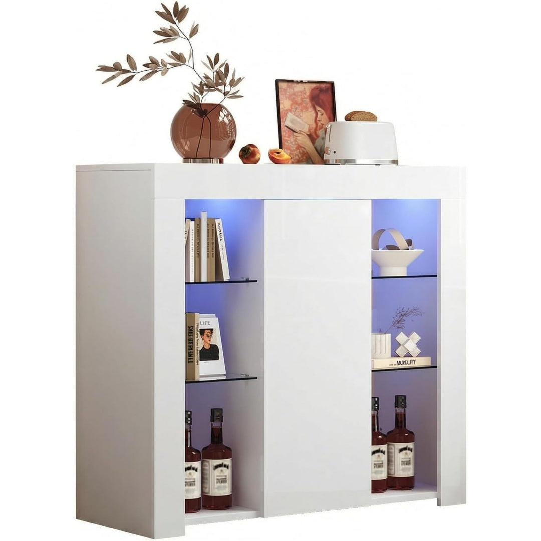 Credence gris clair 90 cm a 1 porte bois ingenierie