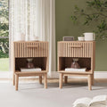 Creme table de rangement en bois massif