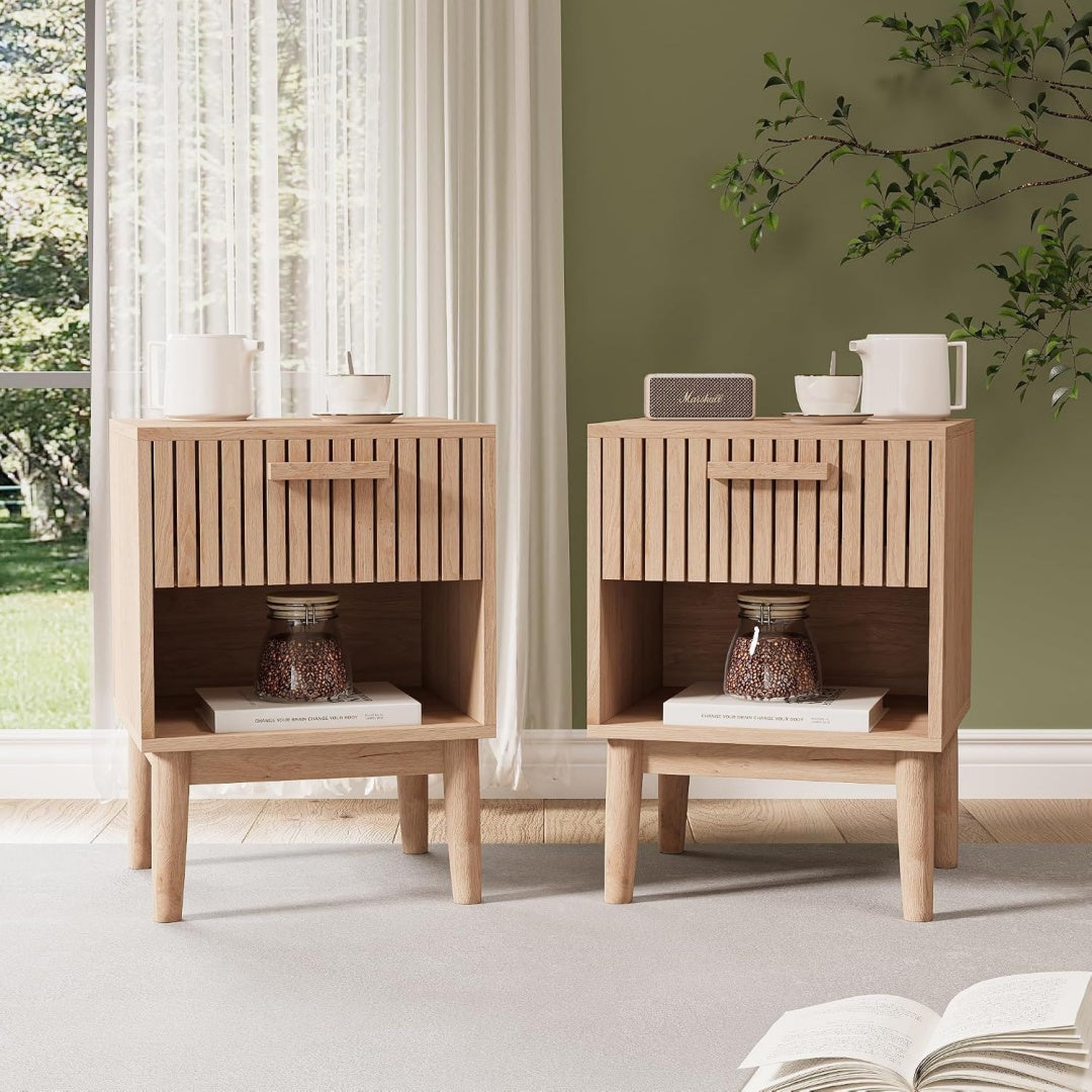 Creme table de rangement en bois massif