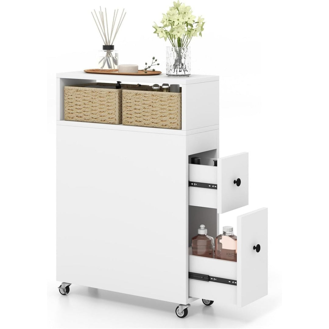 etagere verticale gris clair 2 tiroirs pour salon