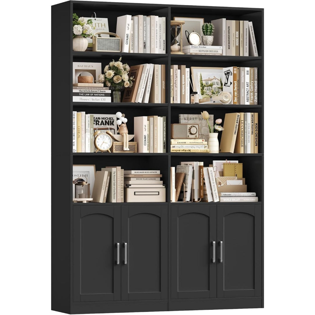Bibliotheque design moderne gris fonce 115 x 27 x 185.5 cm