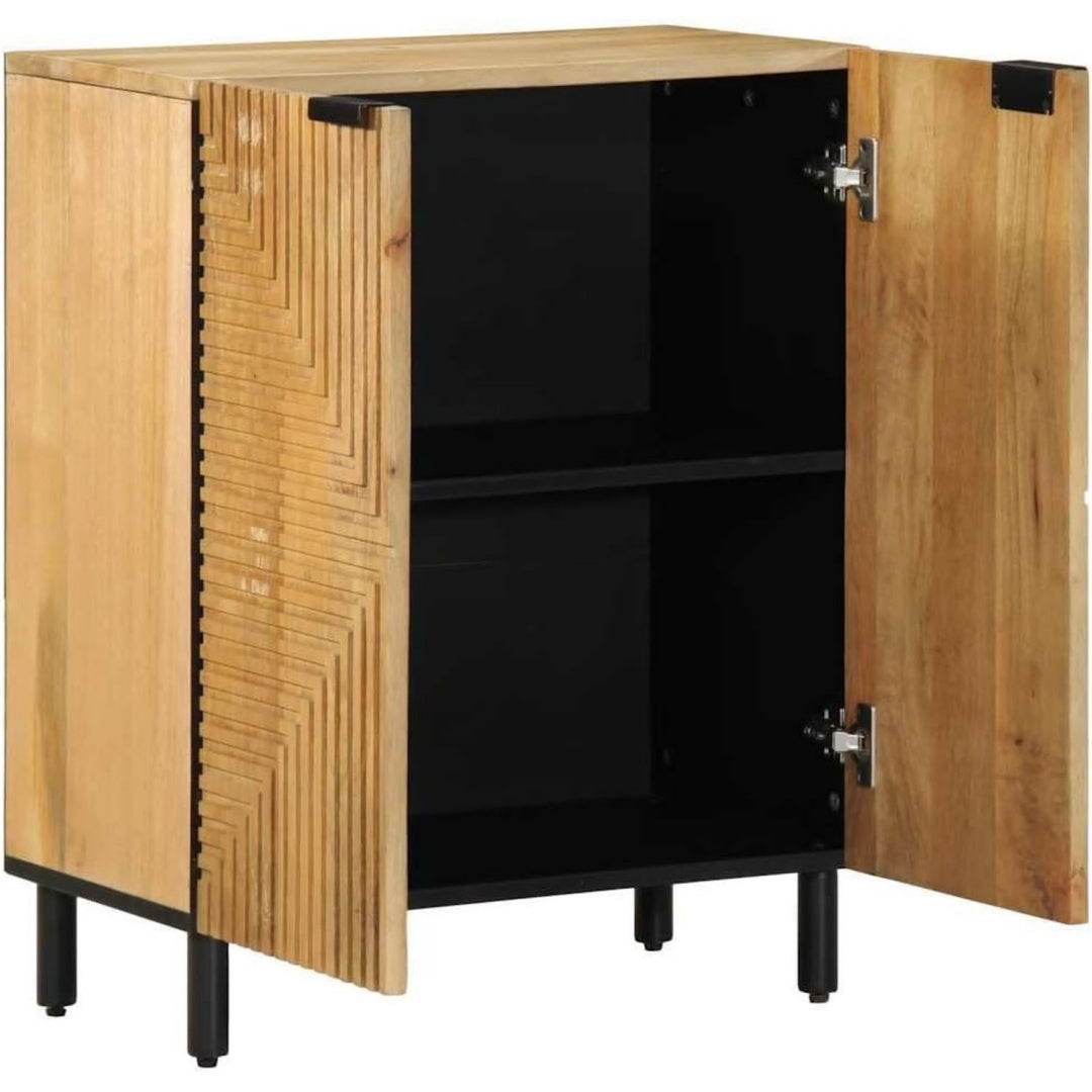 Caractere Chaleureux, credence haute marron en bois