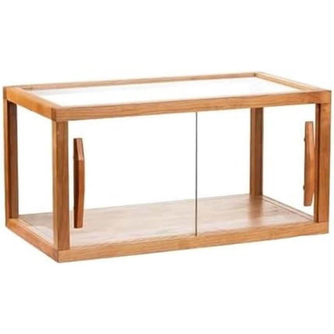 Format, presentoir vitre beige en bois style moderne