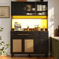 Buffet haut en rotin tresse noir