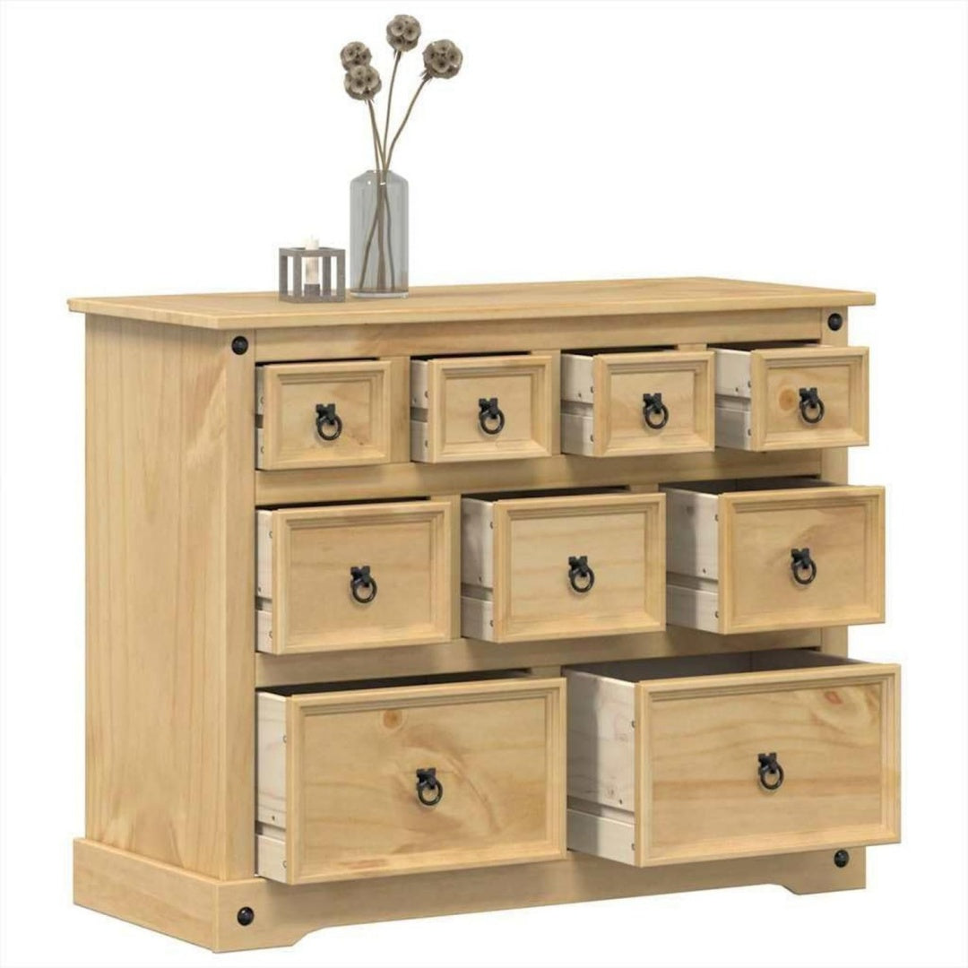 Commode marron 9 tiroirs rustique