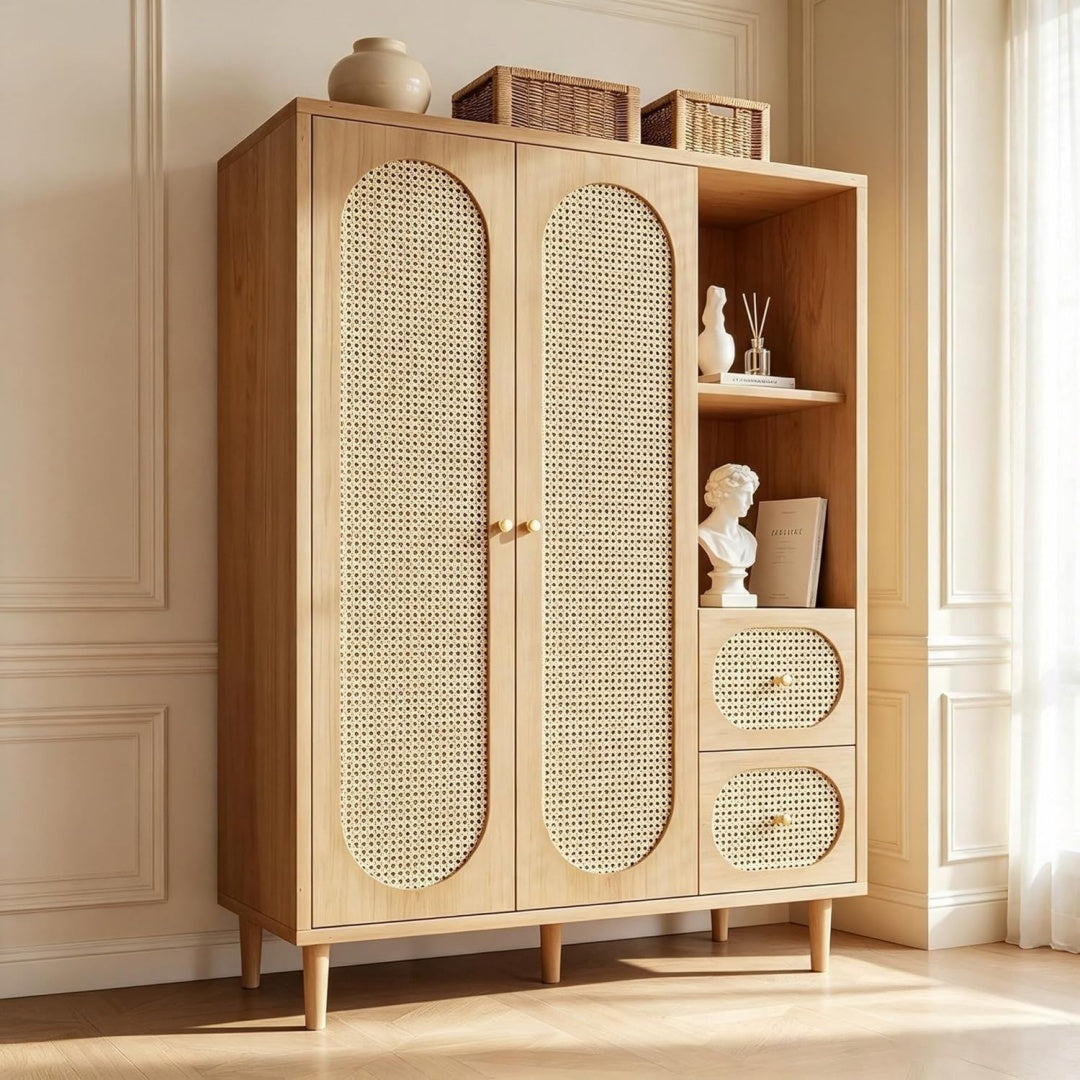 Contemporaine armoire 2 tiroirs et 2 portes marron