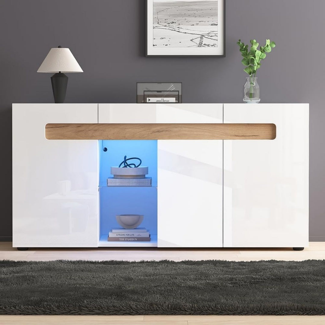 Gris buffet en verre 140 x 40 x 70 cm