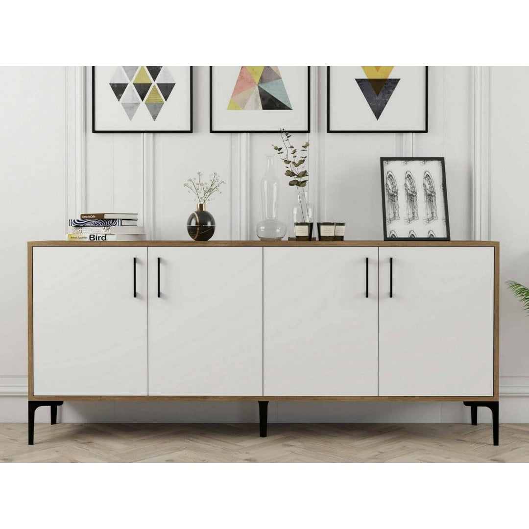 Discret, credence gris clair en bois multifonctionnel