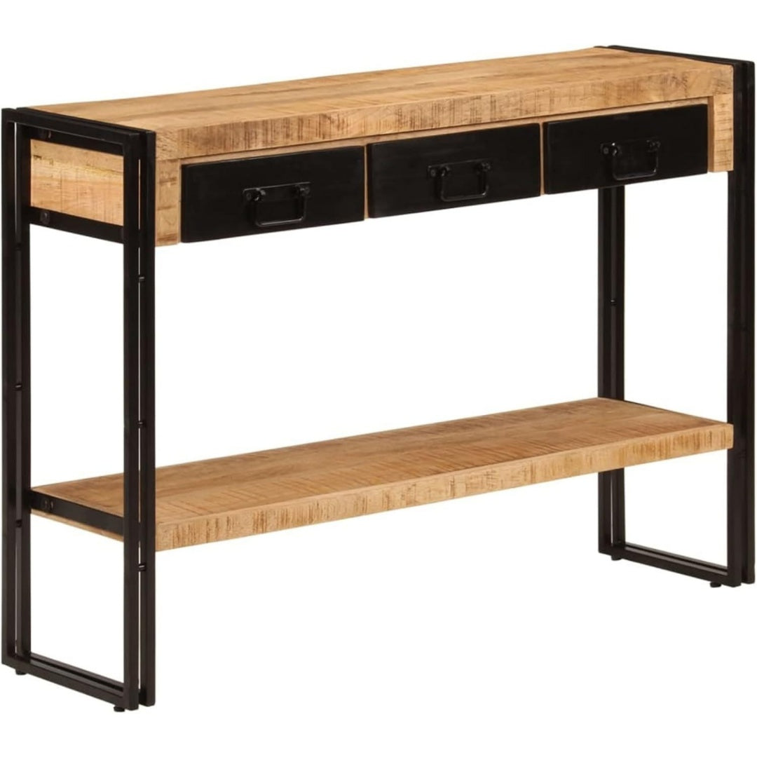Table avec 3 tiroirs marron en bois