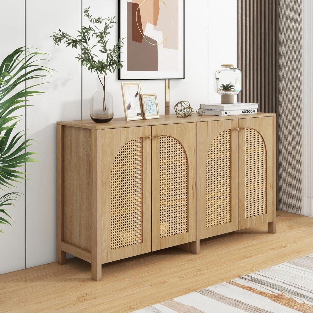 Buffet en bois marron 4 portes