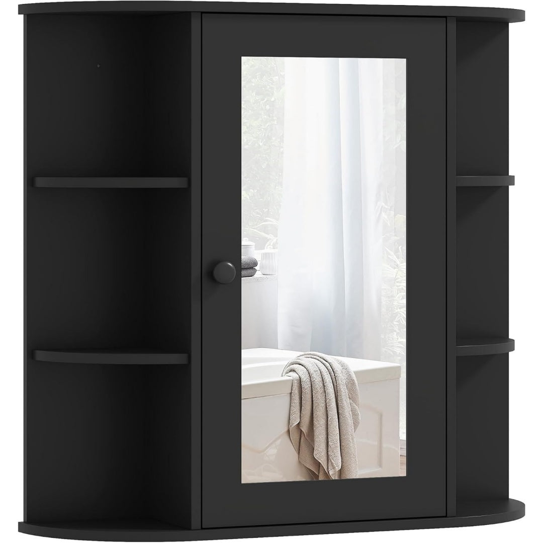 Raffine chambre, armoire a miroir gris fonce en bois