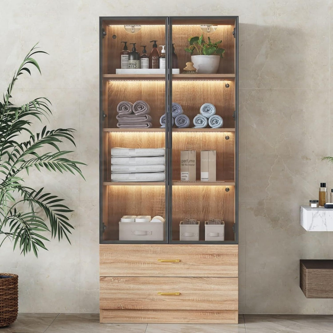 Bibliotheque avec plateau en verre trempe gris design moderne