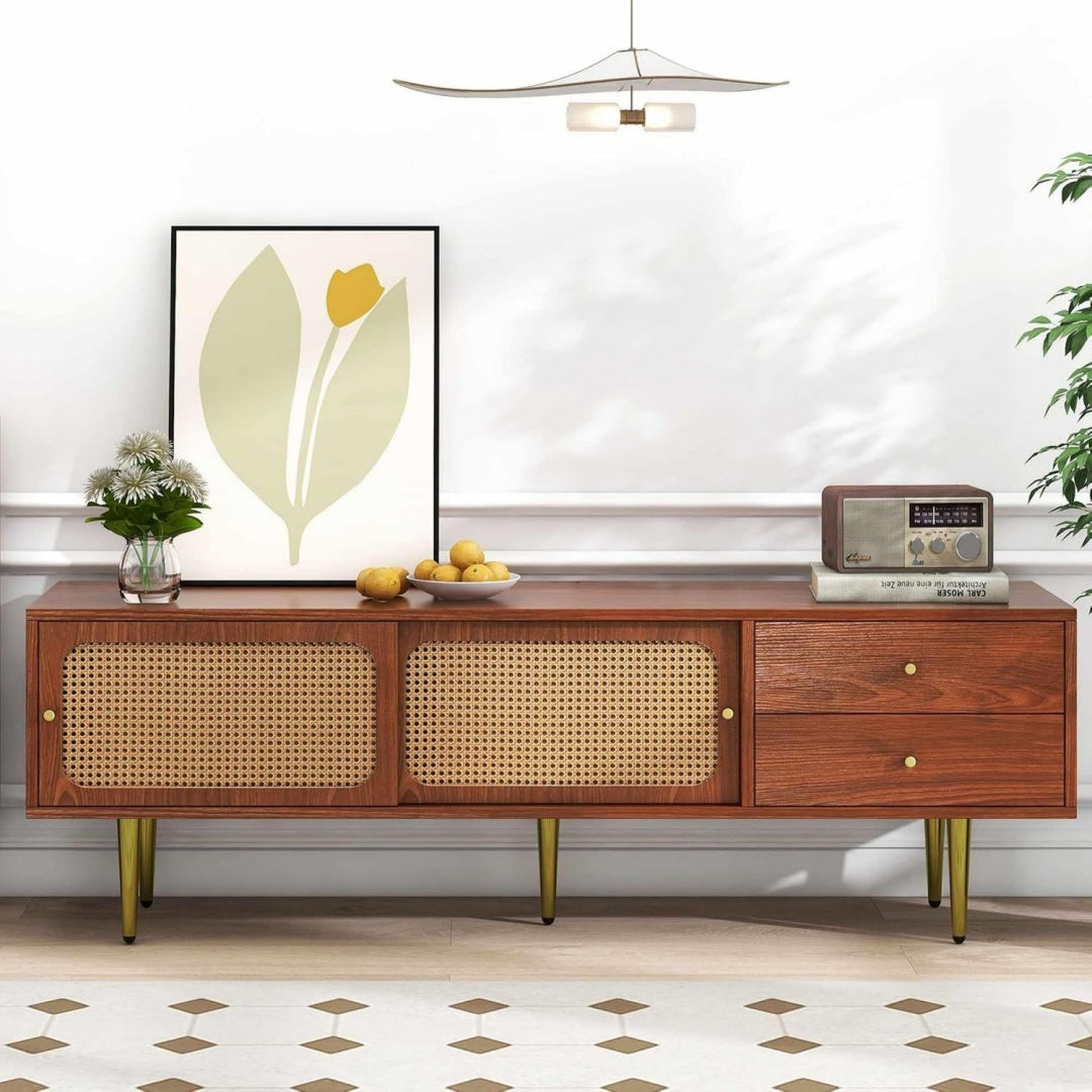 Meuble TV gris clair en acier