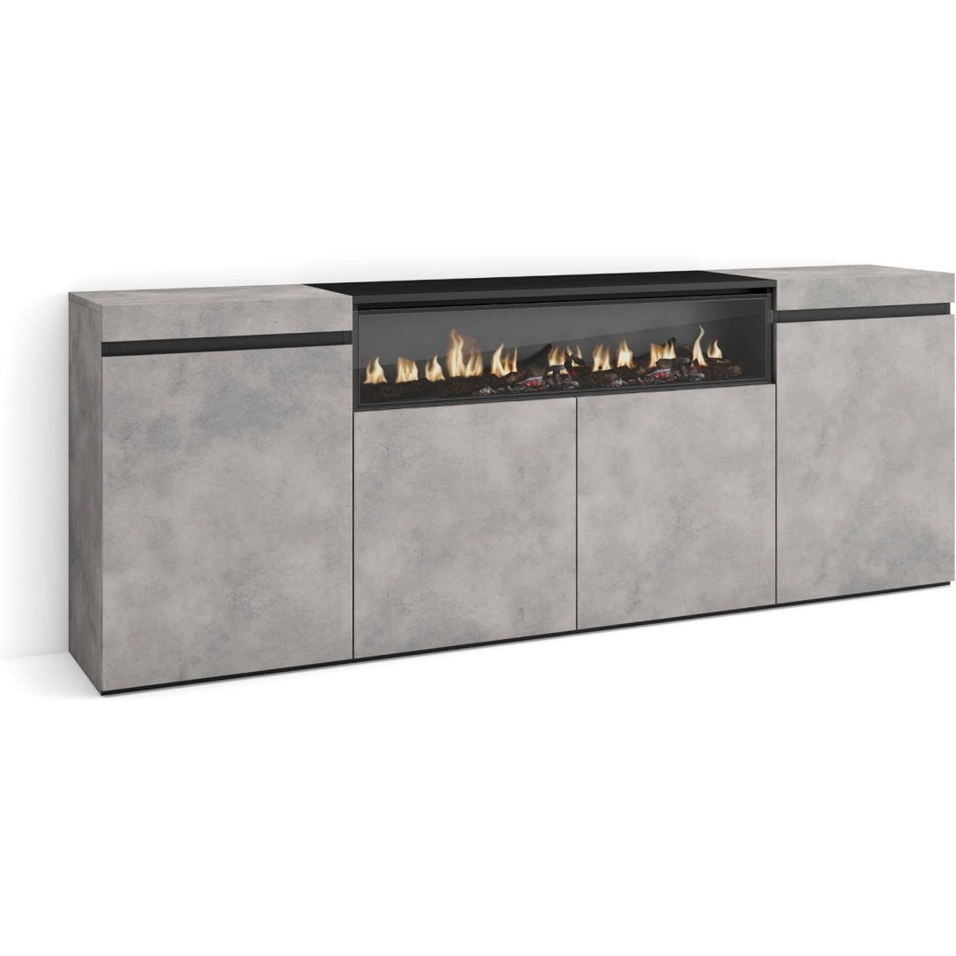 Enfilade gris 3 etageres, design moderne materiau durable pour salon