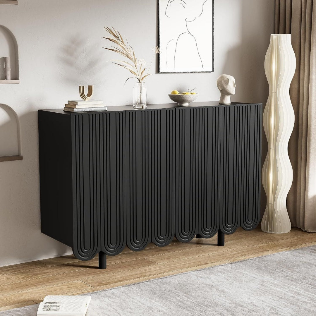 Gris et bois, vaisselier style moderne au rendu epure