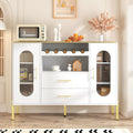 Buffet gris clair, verre, 120 x 38 x 90 cm, rangement intelligent