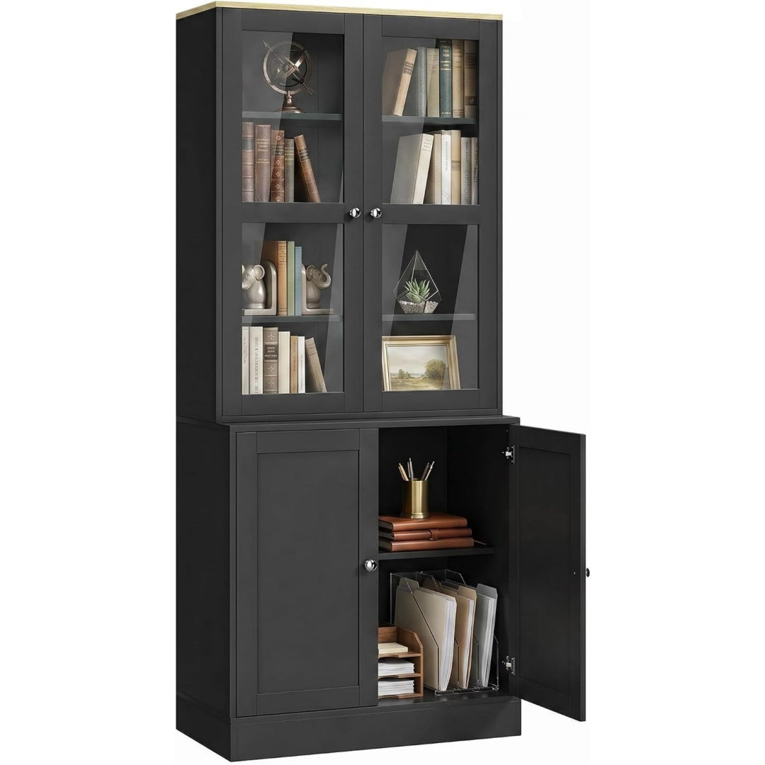 etagere de rangement gris fonce 6 etageres, design moderne verre pour salon